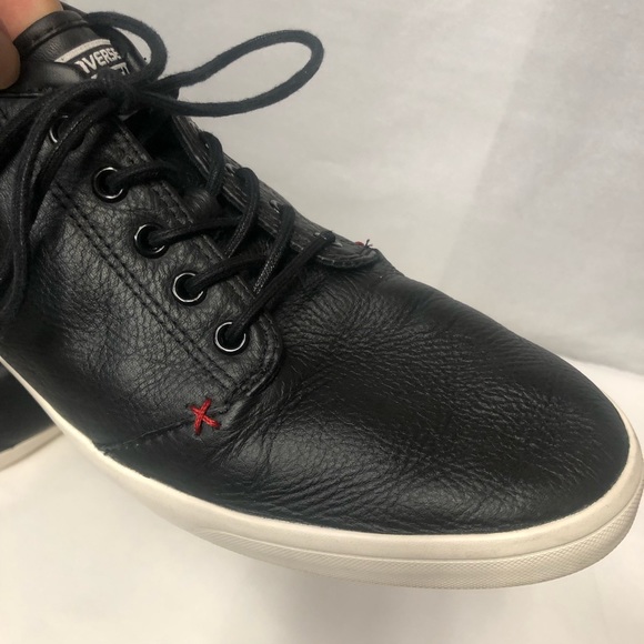 CONVERSE Black Street Textured Leather Low Top Sneaker like new Sz 13 pebbled - Picture 9 of 9